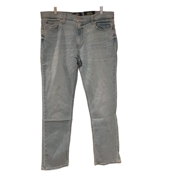 HOLLISTER Men's Epic Flex Slim Straight 36 x 32 Light Wash Jeans - Picture 1 of 5